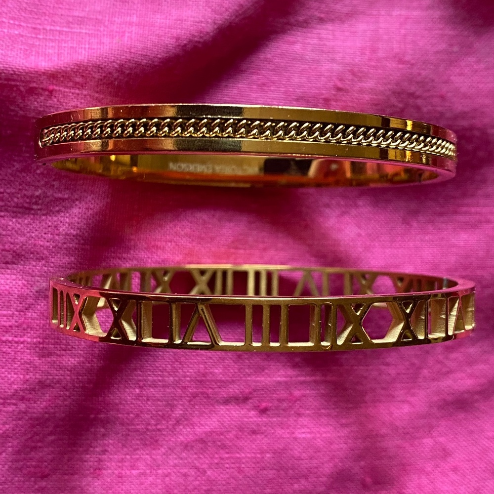Victoria Emerson goldtone hinged bangle bracelets